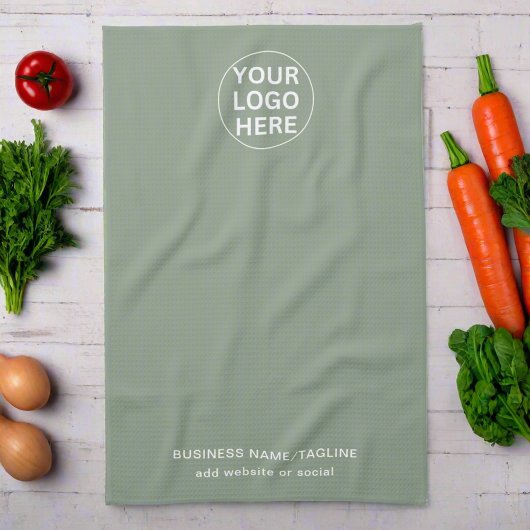 Linge De Cuisine Logo et texte personnalisés L Sage Green Branded B