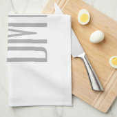 Linge De Cuisine Logo Stylish Minimal & Modern Grey Initiales & Nom (Quart Plié)