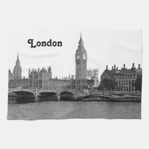 Linge De Cuisine Londres Angleterre Royaume-Uni Skyline Gravée