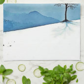 Linge De Cuisine Lone Tree: Serene Full Moon Silence Art (Plié)