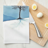 Linge De Cuisine Lone Tree: Serene Full Moon Silence Art (Quart Plié)