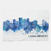 Linge De Cuisine Long Beach California Skyline Blue (Horizontal)