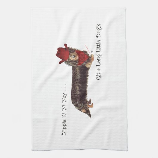 Linge De Cuisine Long Cowboy Dachshund (Vertical)