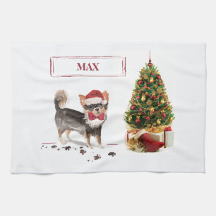 Linge De Cuisine Long Haired Chihuahua Funny Christmas Dog Tree