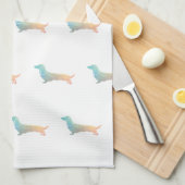 Linge De Cuisine Long Haired Dachshund Geo Silhouette Pastel (Quart Plié)