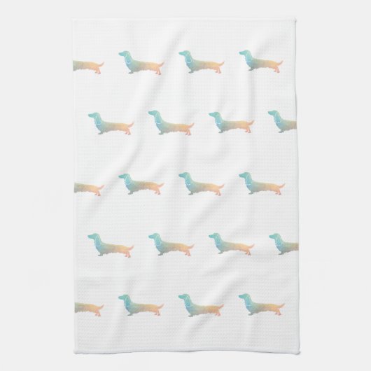 Linge De Cuisine Long Haired Dachshund Geo Silhouette Pastel (Vertical)