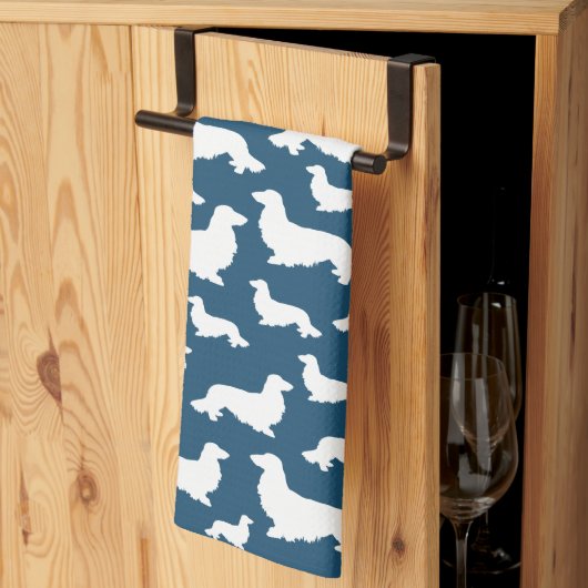 Linge De Cuisine Longue Cheveux Dachshund Blue Wiener Chien Serviet (Pliage en tiers)