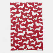 Linge De Cuisine Longue Cheveux Dachshund Red Wiener Chien Serviett (Vertical)