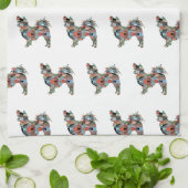 Linge De Cuisine Longue Haied Chihuahua Geo Silhouette Plaid (Plié)