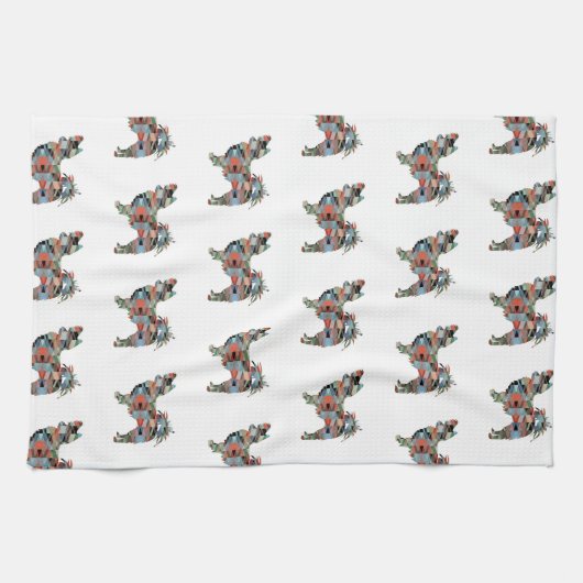 Linge De Cuisine Longue Haied Chihuahua Geo Silhouette Plaid (Horizontal)