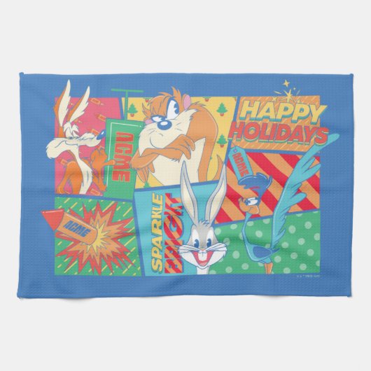 Linge De Cuisine LOONEY TUNES™ | Joyeux Motif de vacances (Horizontal)