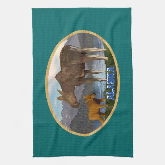 Linge De Cuisine L'orignal dans le pré (Vertical)