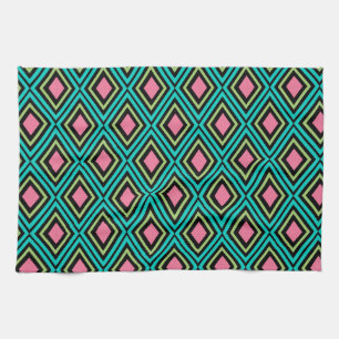 Linge De Cuisine Losanges arc-en-ciel pastel Géométrique Noir Rose