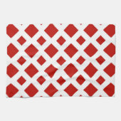 Linge De Cuisine Losanges rouges sur fond blanc (Horizontal)