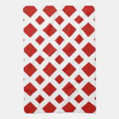 Linge De Cuisine Losanges rouges sur fond blanc (Vertical)