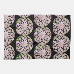 Linge De Cuisine Lotus Blossom Floral Springtime en rose pastel