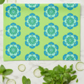 Linge De Cuisine Lotus Flower Mandala, Lime Green et Bleu clair (Plié)