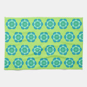 Linge De Cuisine Lotus Flower Mandala, Lime Green et Bleu clair (Horizontal)