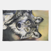 Linge De Cuisine Loup gris (Horizontal)