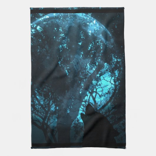 Linge De Cuisine Loup hurlant à la lune (Vertical)