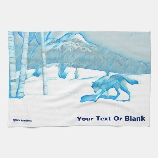 Linge De Cuisine Loup solitaire dans WInter (Horizontal)