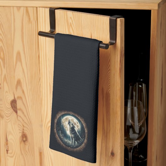 Linge De Cuisine Loup vintage et lune classique (Pliage en tiers)