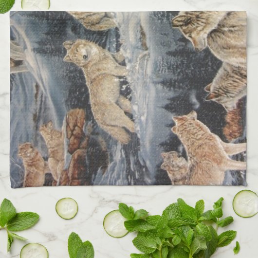 Linge De Cuisine Loups d'hiver (Plié)