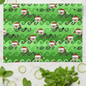 Linge De Cuisine Loutres de mer de Noël Vagues vertes (Plié)