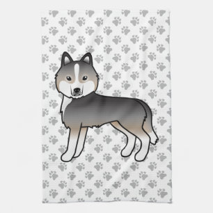 Linge De Cuisine Louveteau gris clair Husky sibérien Chien de dessi