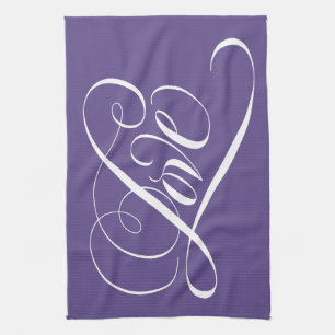 Linge De Cuisine LOVE Calligraphie Valentine Purple Letting