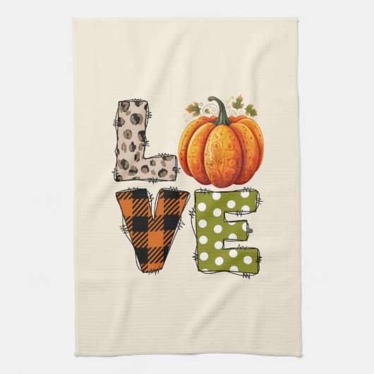 Linge De Cuisine LOVE - Citrouille mignon et lettres de points Polk (Vertical)