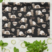 Linge De Cuisine Love Ferrets - Noir (Plié)