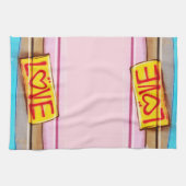 Linge De Cuisine LOVE Graffiti plat serviette, rose, tan & bleu (Horizontal)