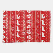 Linge De Cuisine Love Joy Peace Corgis Festive Noël (Horizontal)