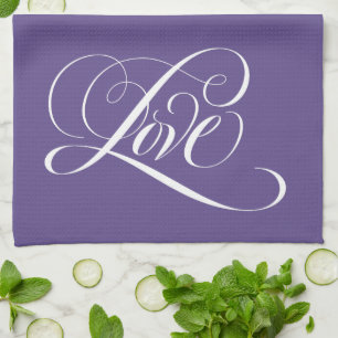 Linge De Cuisine LOVE Letting Ultra Violet Violet Calligraphie