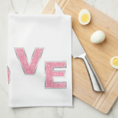 Linge De Cuisine Love Pink Silver Parties scintillant (Quart Plié)