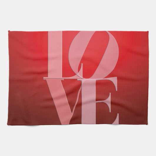 Linge De Cuisine Love Romance Rouge rose (Horizontal)