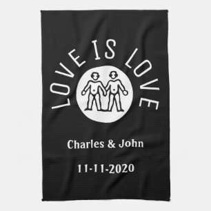Linge De Cuisine Love Typographie Lesbienne Gay pride LGBT Noir Bla