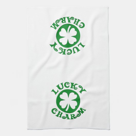Linge De Cuisine Lucky Charm Cercle vert/blanc (Vertical)