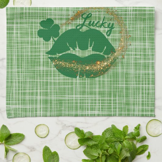 Linge De Cuisine Lucky Green Lips St. Patricks Day (Plié)