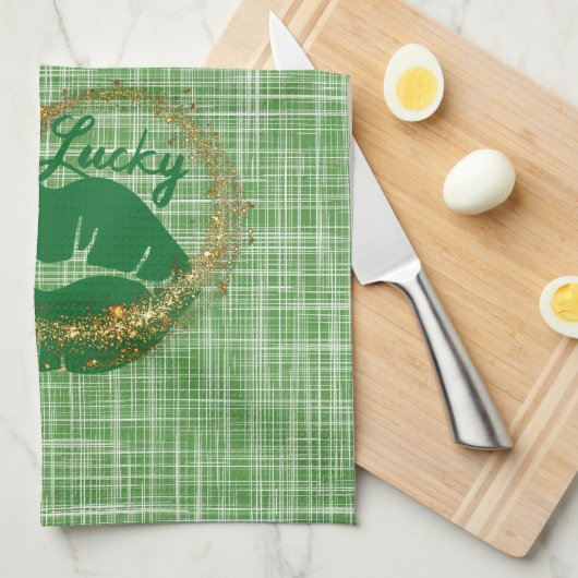 Linge De Cuisine Lucky Green Lips St. Patricks Day (Quart Plié)