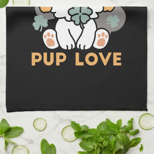 Linge De Cuisine Lucky Pup with Clover - St. Patrick's Day Cadeau (Plié)