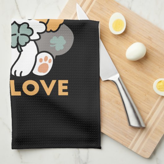 Linge De Cuisine Lucky Pup with Clover - St. Patrick's Day Cadeau (Quart Plié)