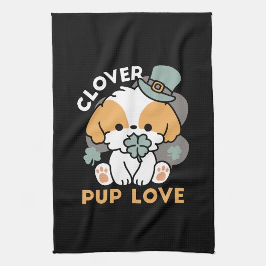 Linge De Cuisine Lucky Pup with Clover - St. Patrick's Day Cadeau (Vertical)