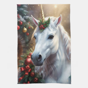 Linge De Cuisine Lumière des neiges : La licorne de Noël enchantée