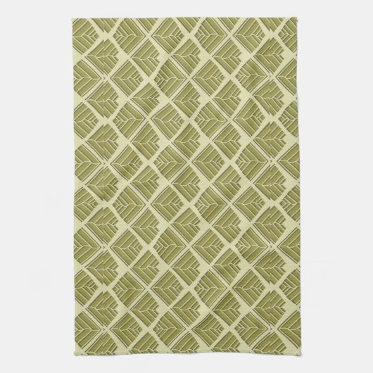 Linge De Cuisine Lumière Motif carré feuille or Lime (Vertical)