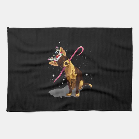 Linge De Cuisine lumières de noël chihuahua (Horizontal)