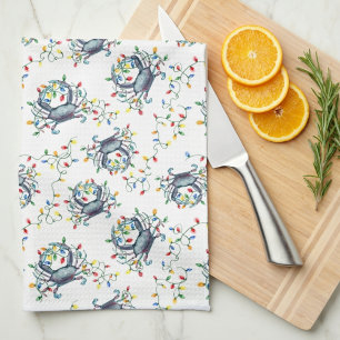 Linge De Cuisine Lumières de Noël de Crabe Côtiers