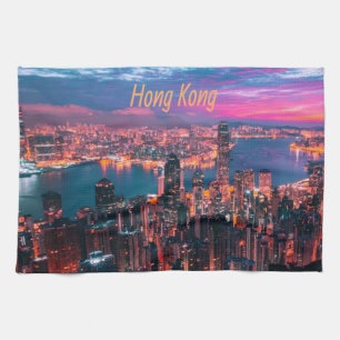 Linge De Cuisine Lumières de nuit Skyline de Hong Kong