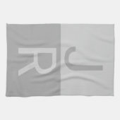 Linge De Cuisine Lumineuses Gris & Gris Initiales Modernes Monogram (Horizontal)